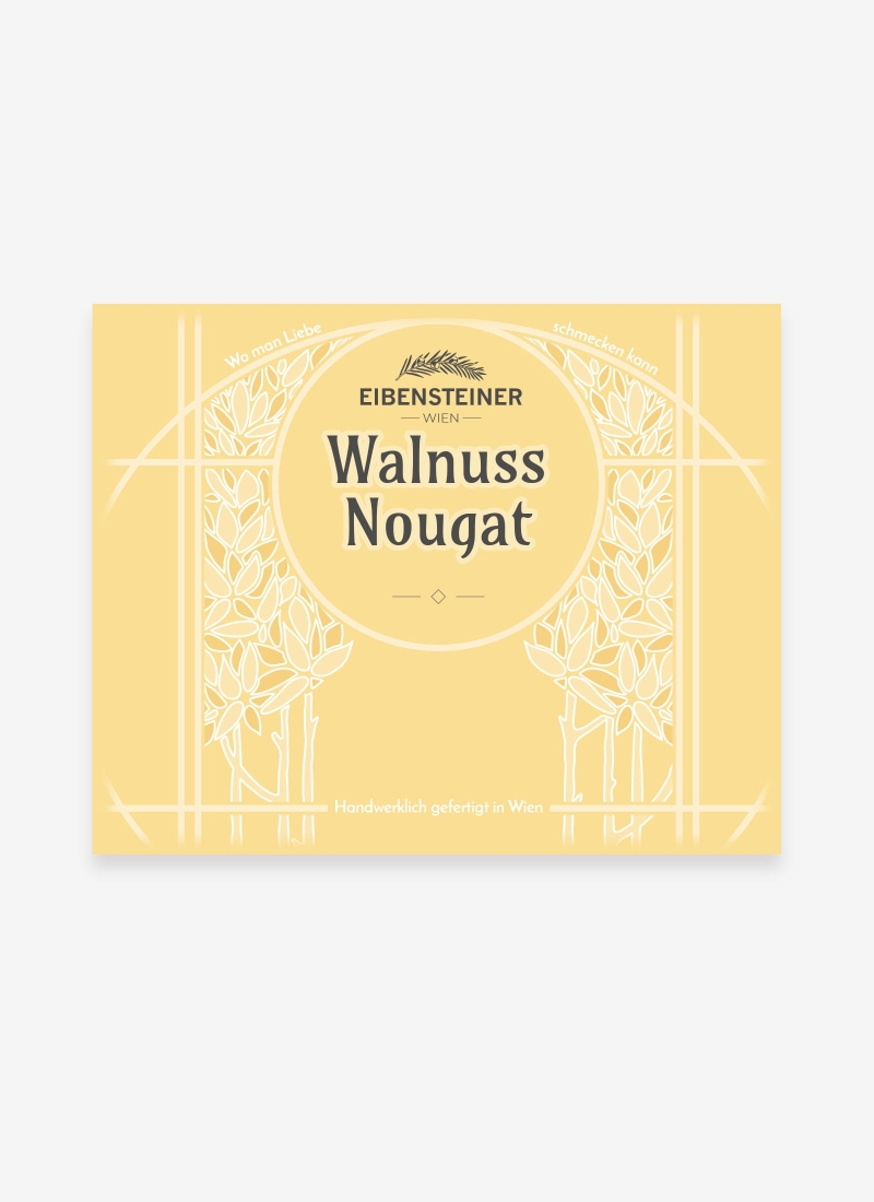 Walnuss Nougat Schachtel gelb 