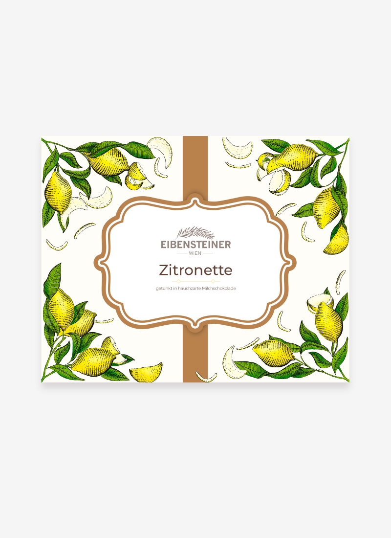 Zitronette in Milchschokolade, Schachtel
