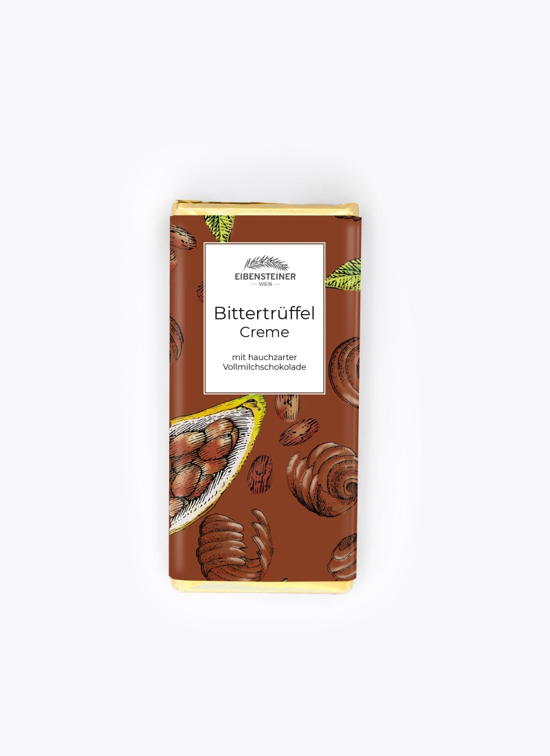 Gefüllte Schokoladetafel mit Bittertrüffelcreme - Füllung in Milchschokolade