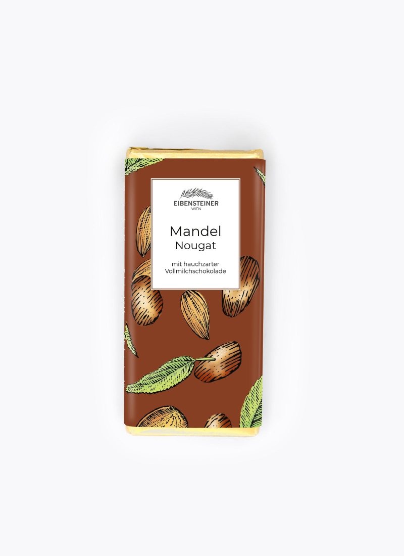 Gefüllte Schokoladetafel mit Mandelnougat Füllung in Milchschokolade