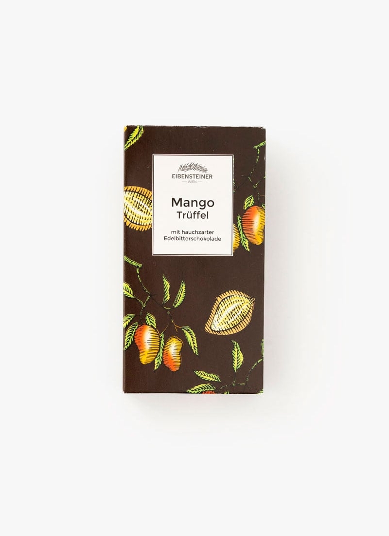 Gefüllte Schokoladetafel mit Mango Trüffel Füllung in Bitterschokolade