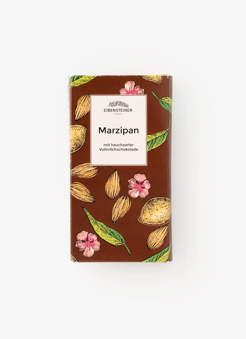Gefüllte Schokoladetafel mit Marzipan-Füllung in Milchschokolade